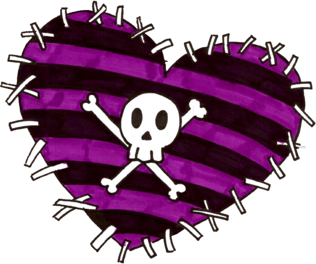 Emo Heart Skulland Crossbones PNG Image