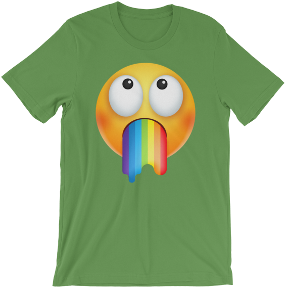 Emoji Rainbow Vomit Tshirt Green PNG Image