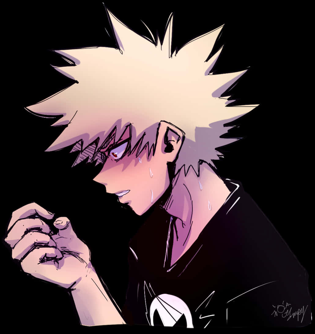 Emotional Bakugou Artwork PNG Image