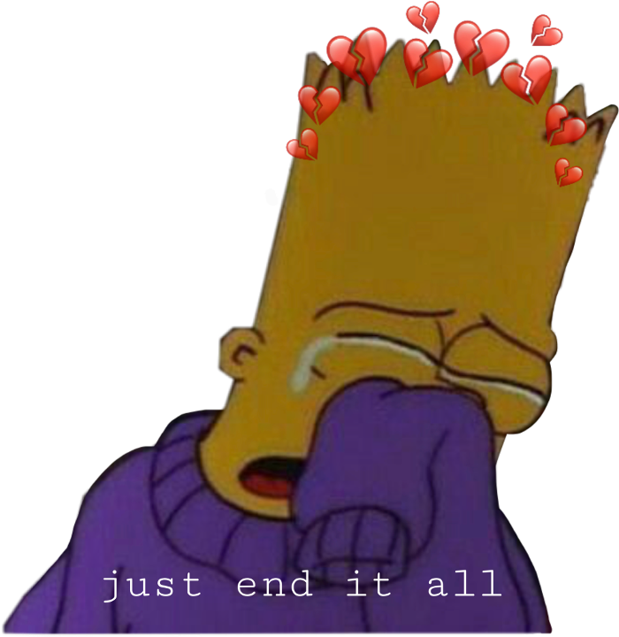 Emotional Bart Simpson Love Hearts PNG Image