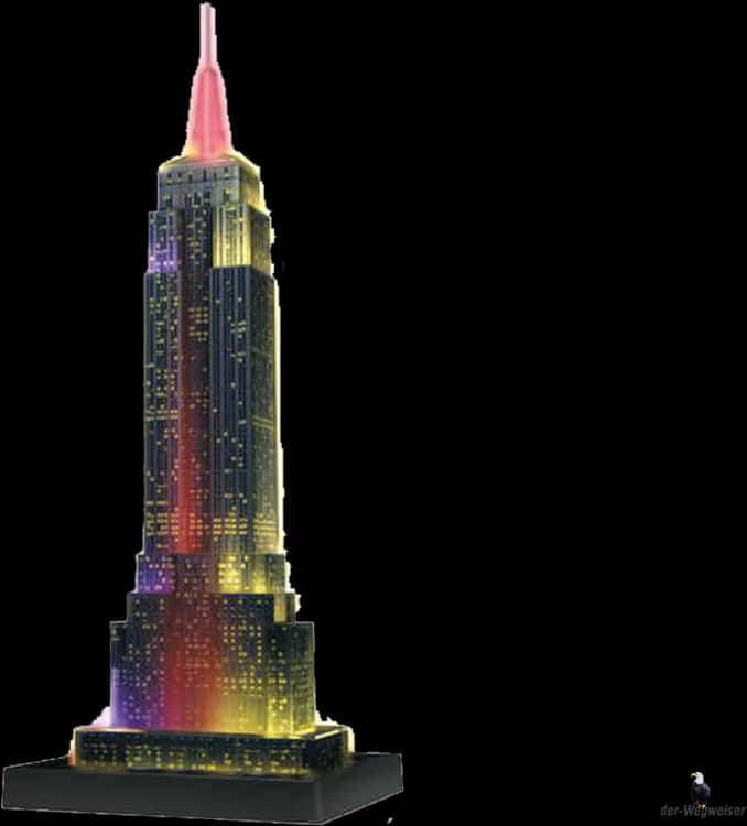 Empire State Building Night Lights Model PNG Image