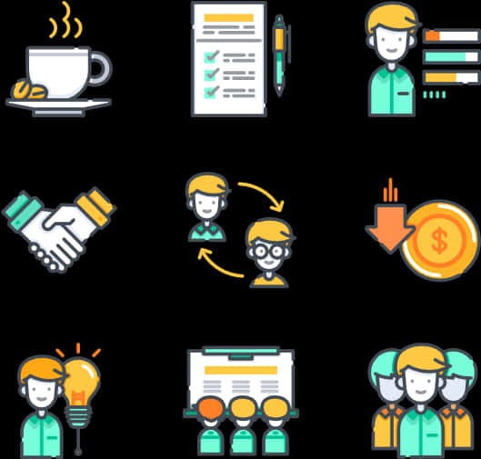 Employee Engagement Icons Set PNG Image