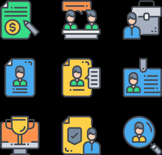 Employee Management Icons Set PNG Image