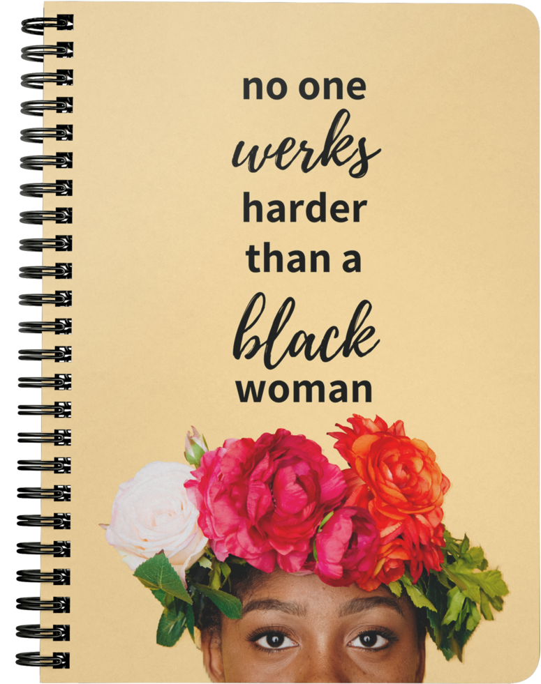 Empowerment Notebook Black Woman Floral Crown PNG Image