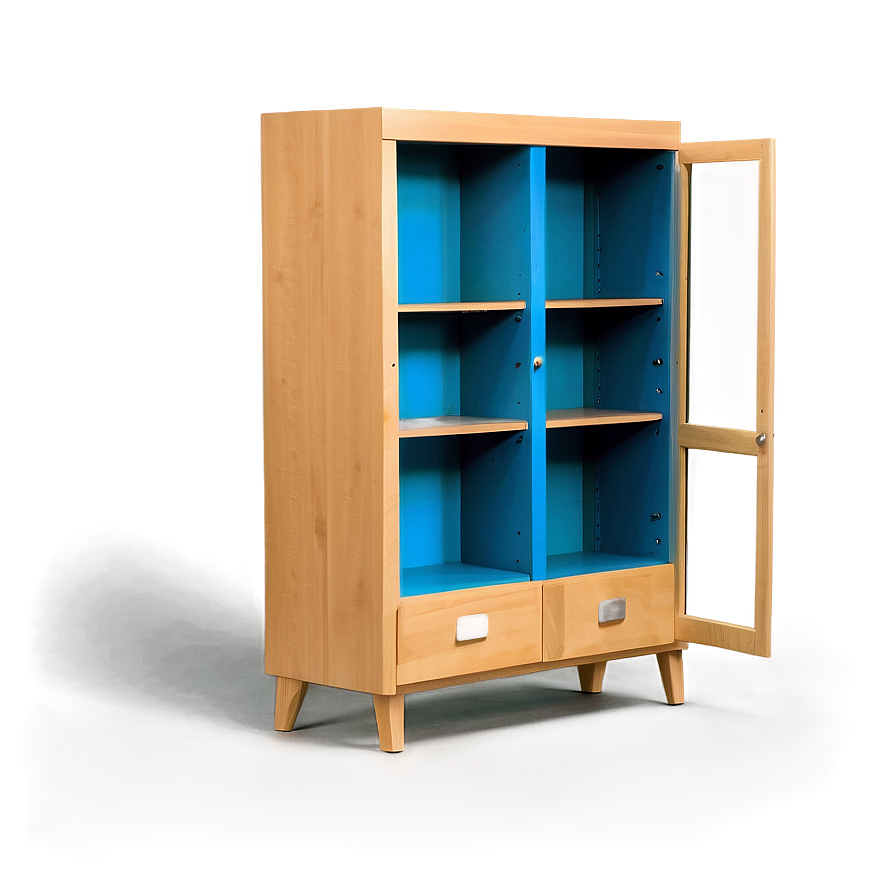 Empty Bookshelf With Doors Png Anw PNG Image