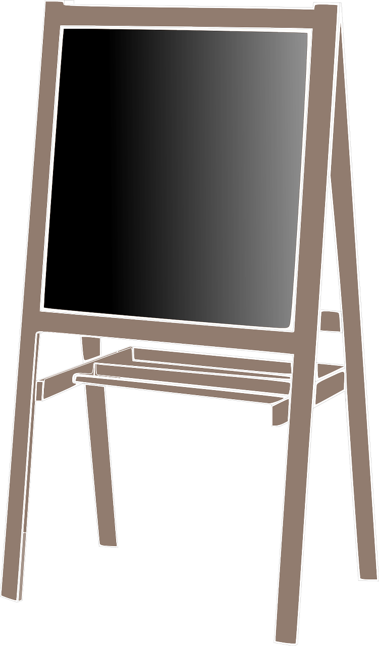 Empty Chalkboard Standing Easel PNG Image