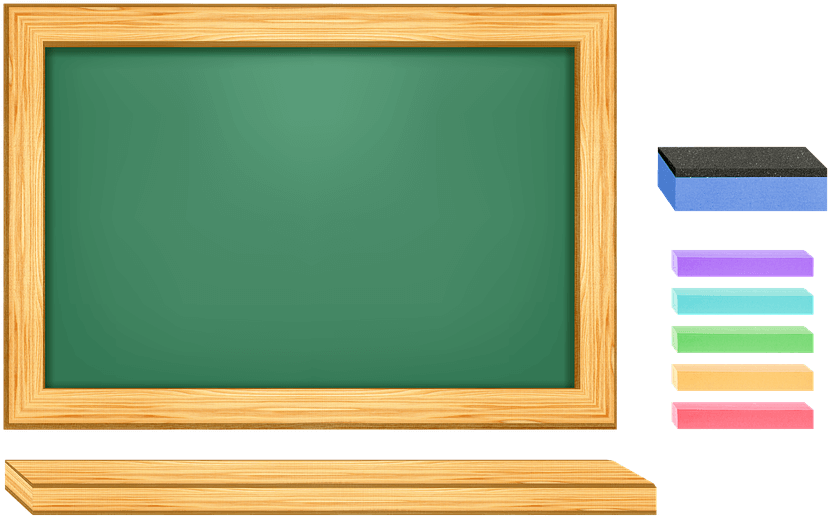 Empty Classroom Blackboardwith Chalkand Eraser PNG Image