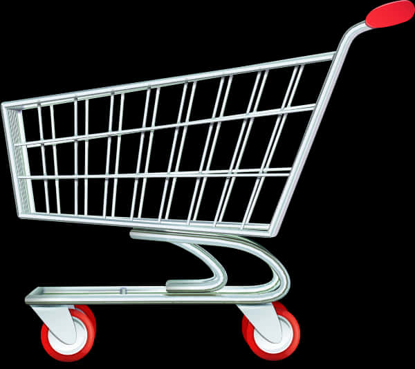 Empty Metal Shopping Cart PNG Image