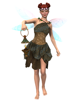 Enchanted Forest Fairywith Lantern PNG Image