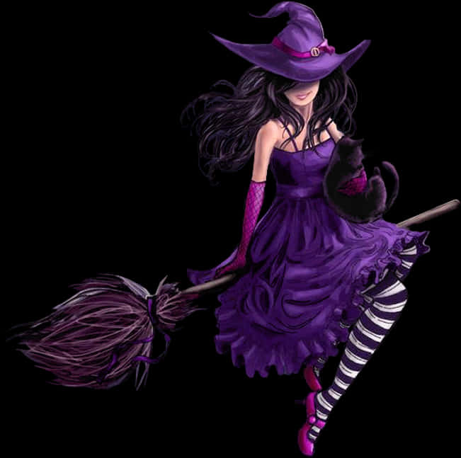 Enchanting Witchon Broomstick PNG Image