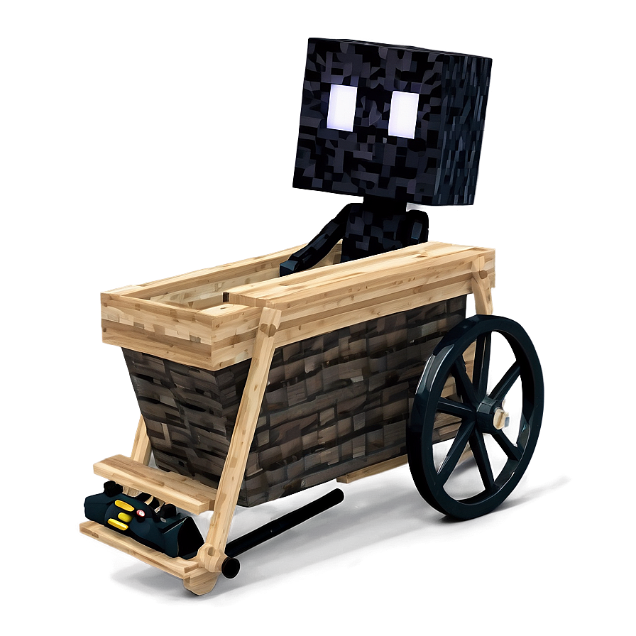 Enderman Riding A Minecart Png 48 PNG Image