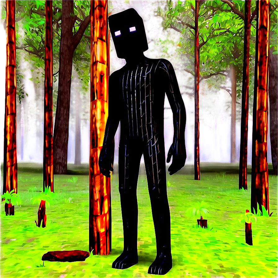 Enderman Teleporting In Forest Png Puq39 PNG Image