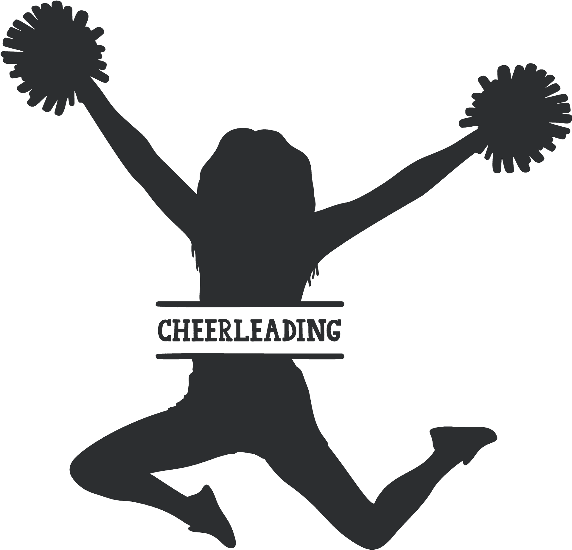 Energetic Cheerleader Silhouette Jump PNG Image