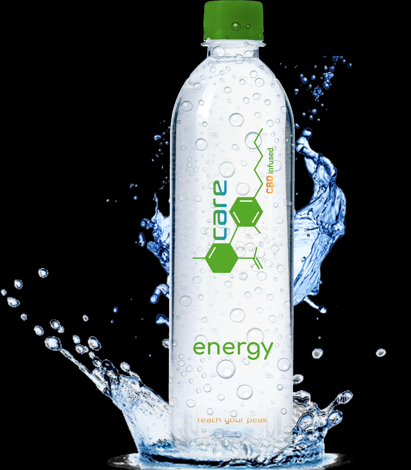 Energetic Water Splash Bottle PNG Image