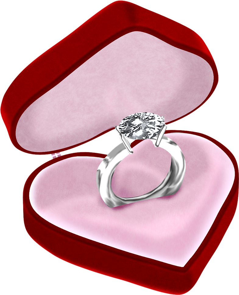 Engagement Ringin Red Velvet Box PNG Image