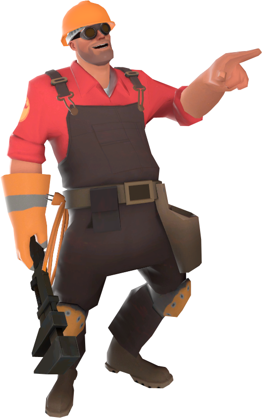 Engineer Pointing Team Fortress2 PNG Image