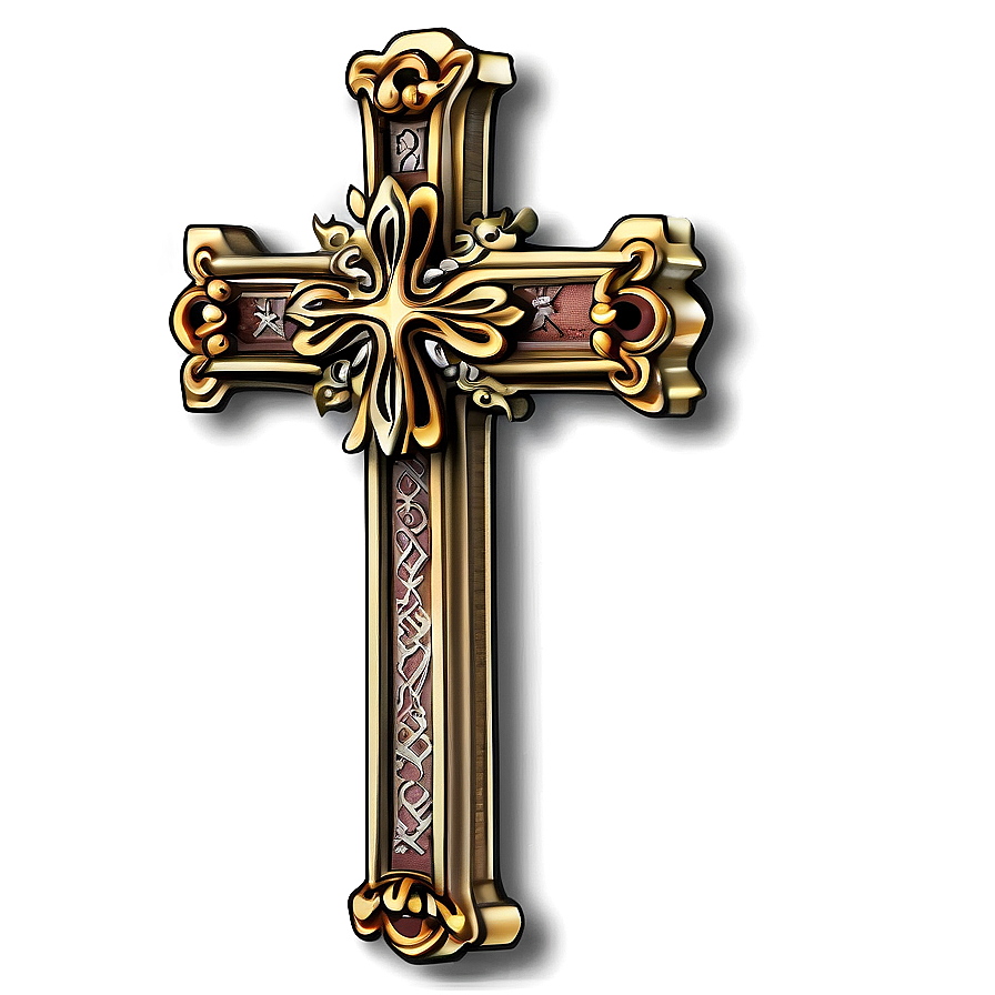 Engraved Catholic Cross Motif Png 06122024 PNG Image