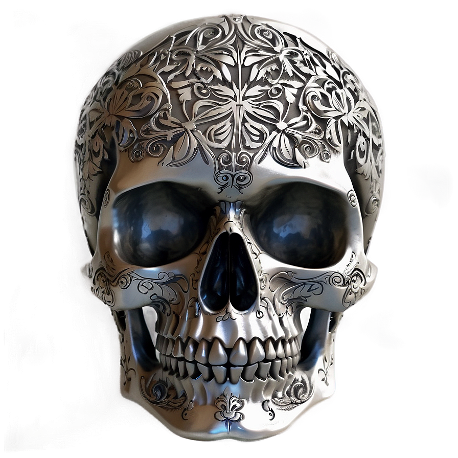 Engraved Skull Design Png B PNG Image