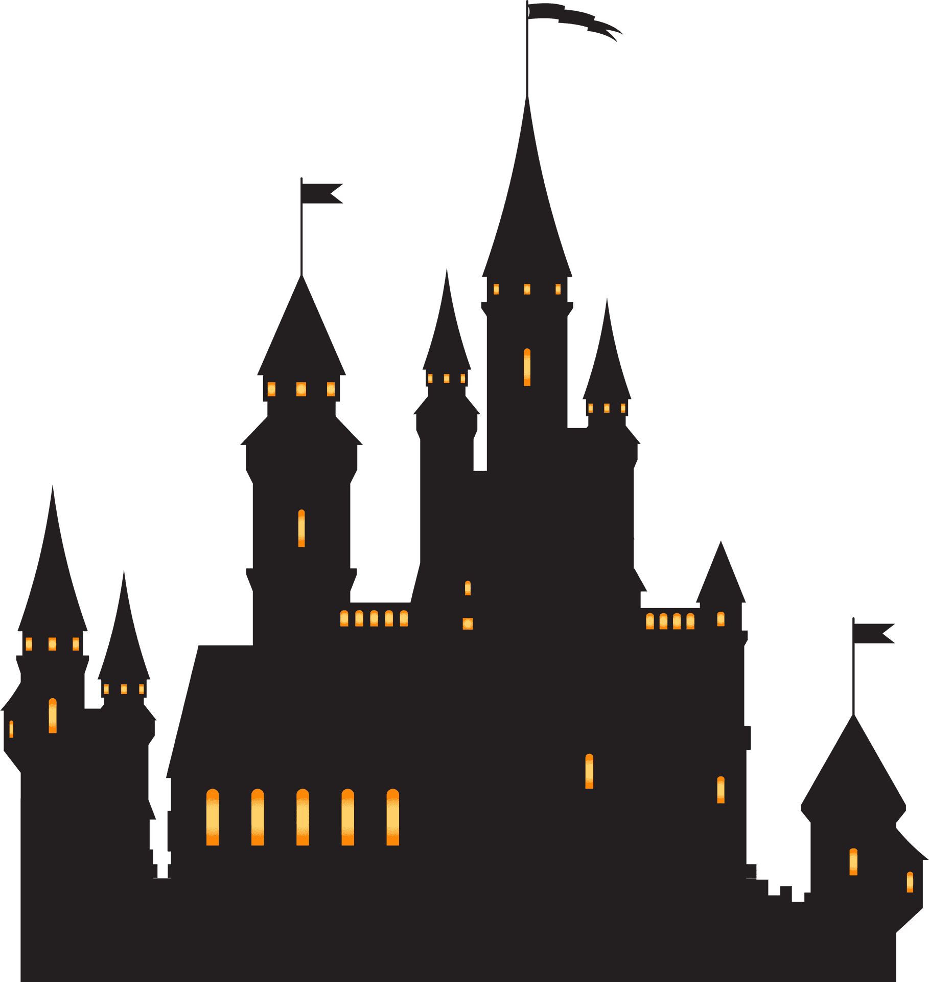 Enigmatic Castle Silhouette Nighttime PNG Image