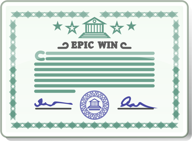 Epic Win Certificate Template PNG Image