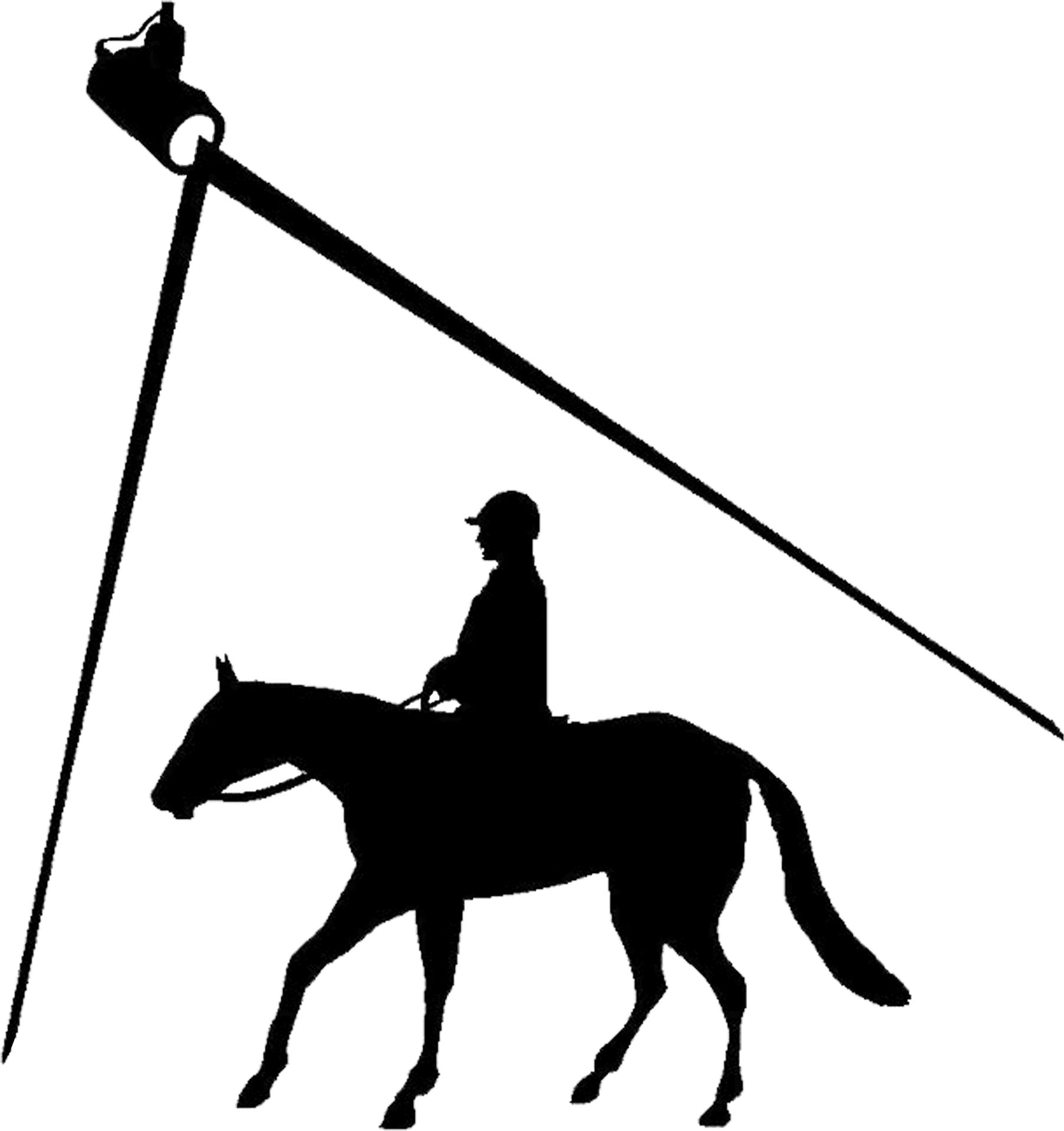 Equestrian Silhouette Under Streetlight PNG Image