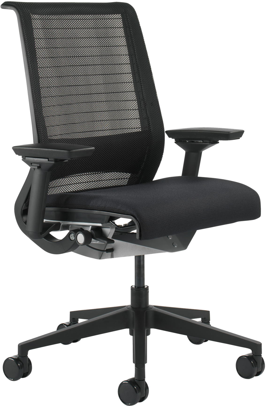 Ergonomic Black Mesh Office Chair PNG Image