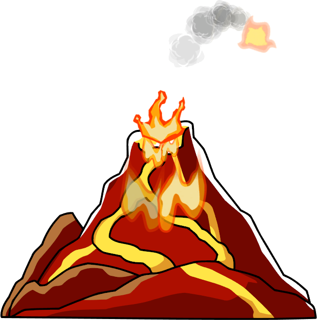 Erupting Volcano Cartoon Illustration PNG Image