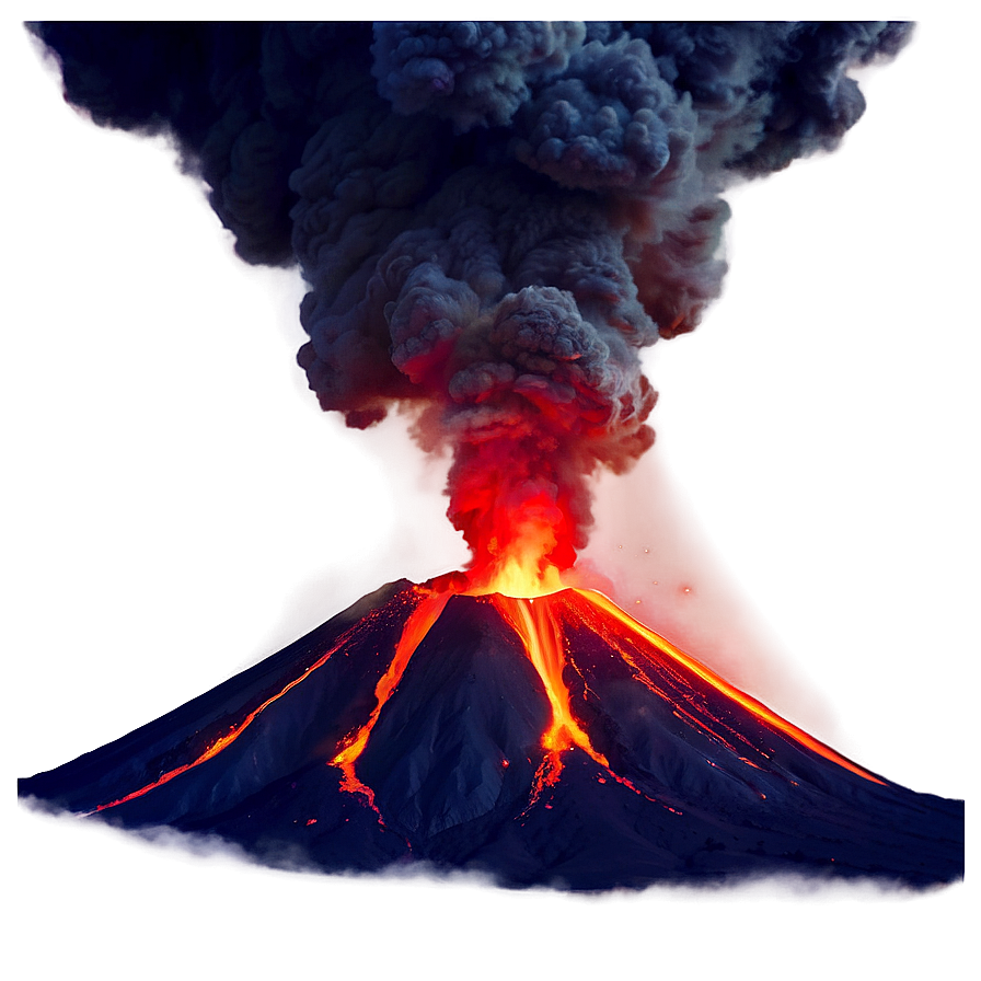 Erupting Volcano Red Sky Png Kwx51 PNG Image