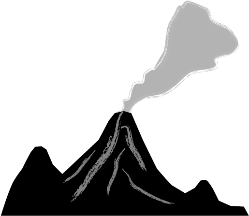 Erupting Volcano Silhouette PNG Image