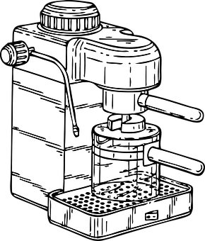 Espresso Machine Line Art PNG Image