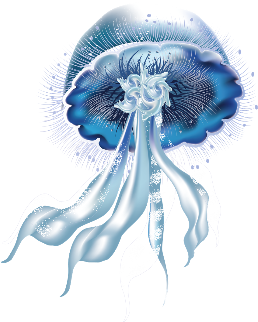 Ethereal_ Blue_ Jellyfish_ Illustration PNG Image