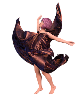 Ethereal Dancein Bronze Dress PNG Image