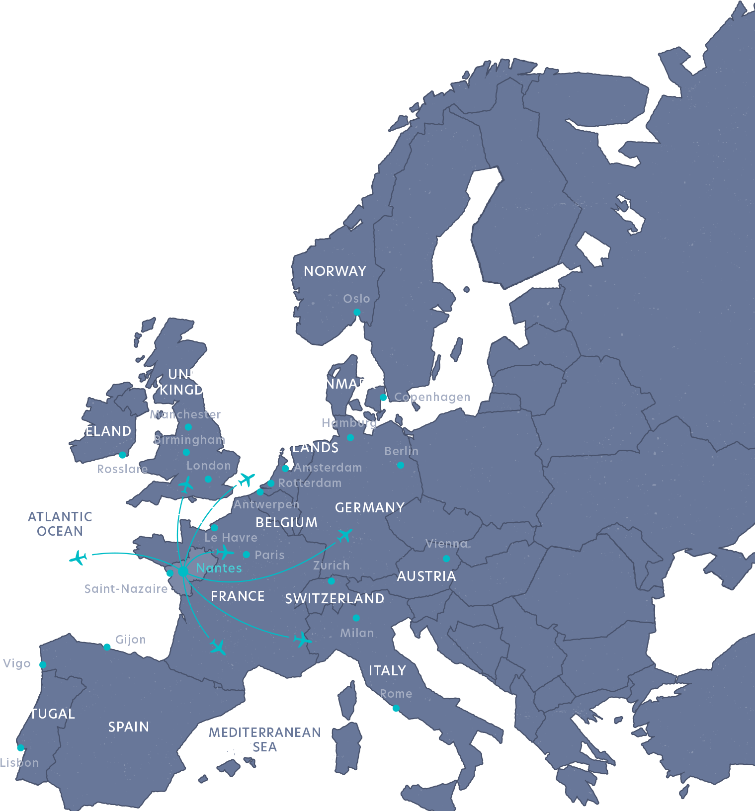 European Flight Paths Map PNG Image