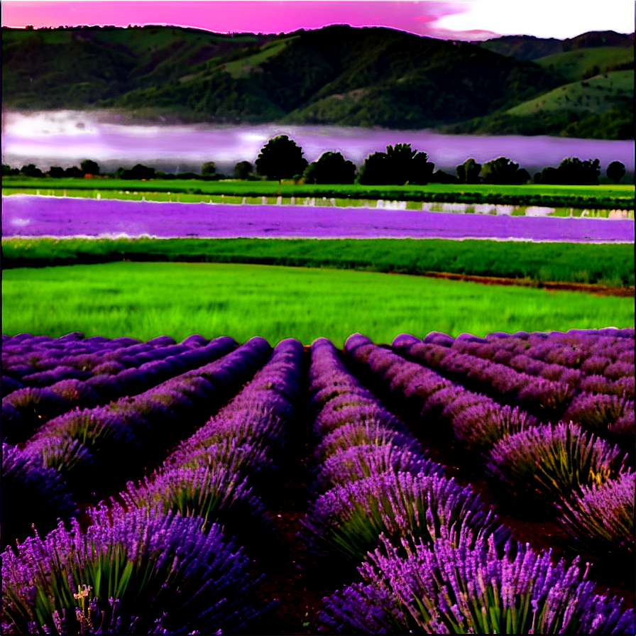 Evening Lavender Field Png 06132024 PNG Image