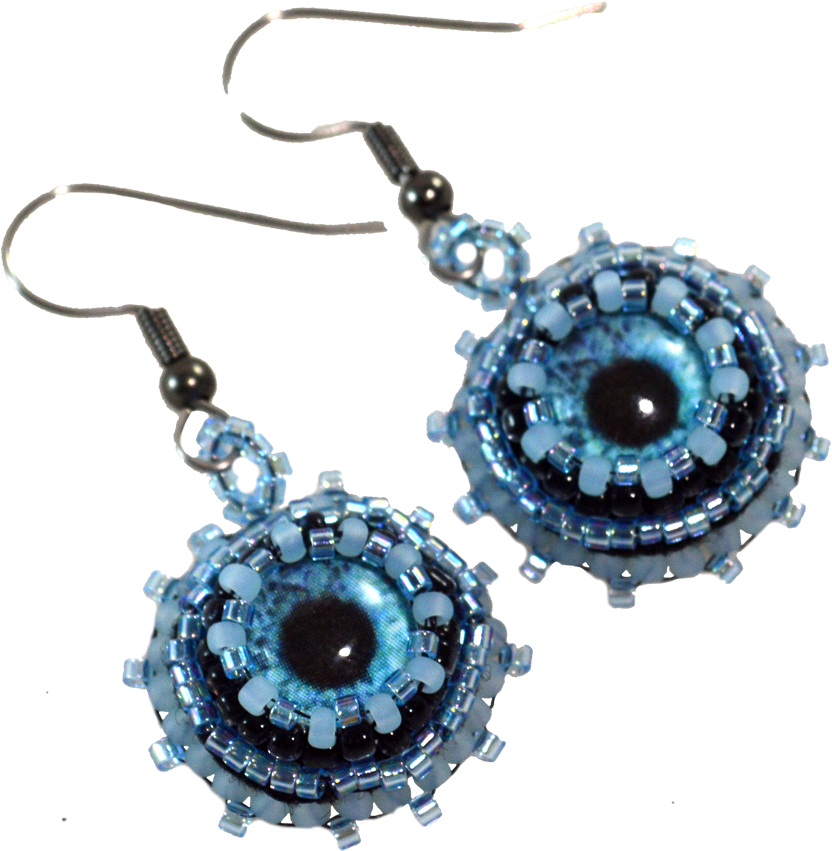 Evil Eye Beaded Earrings PNG Image