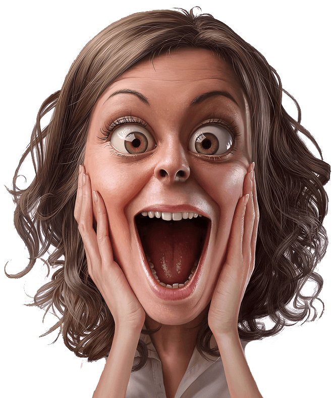 Exaggerated Surprise Expression PNG Image