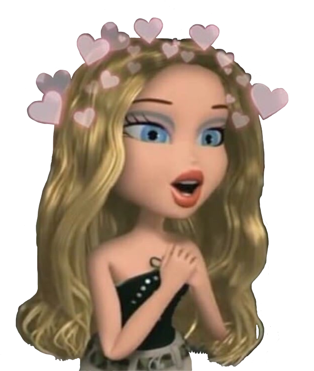 Excited Bratz Doll With Hearts PNG Image