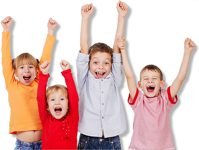 Excited Children Cheering PNG Image