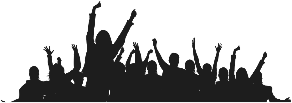 Excited Crowd Silhouette PNG Image