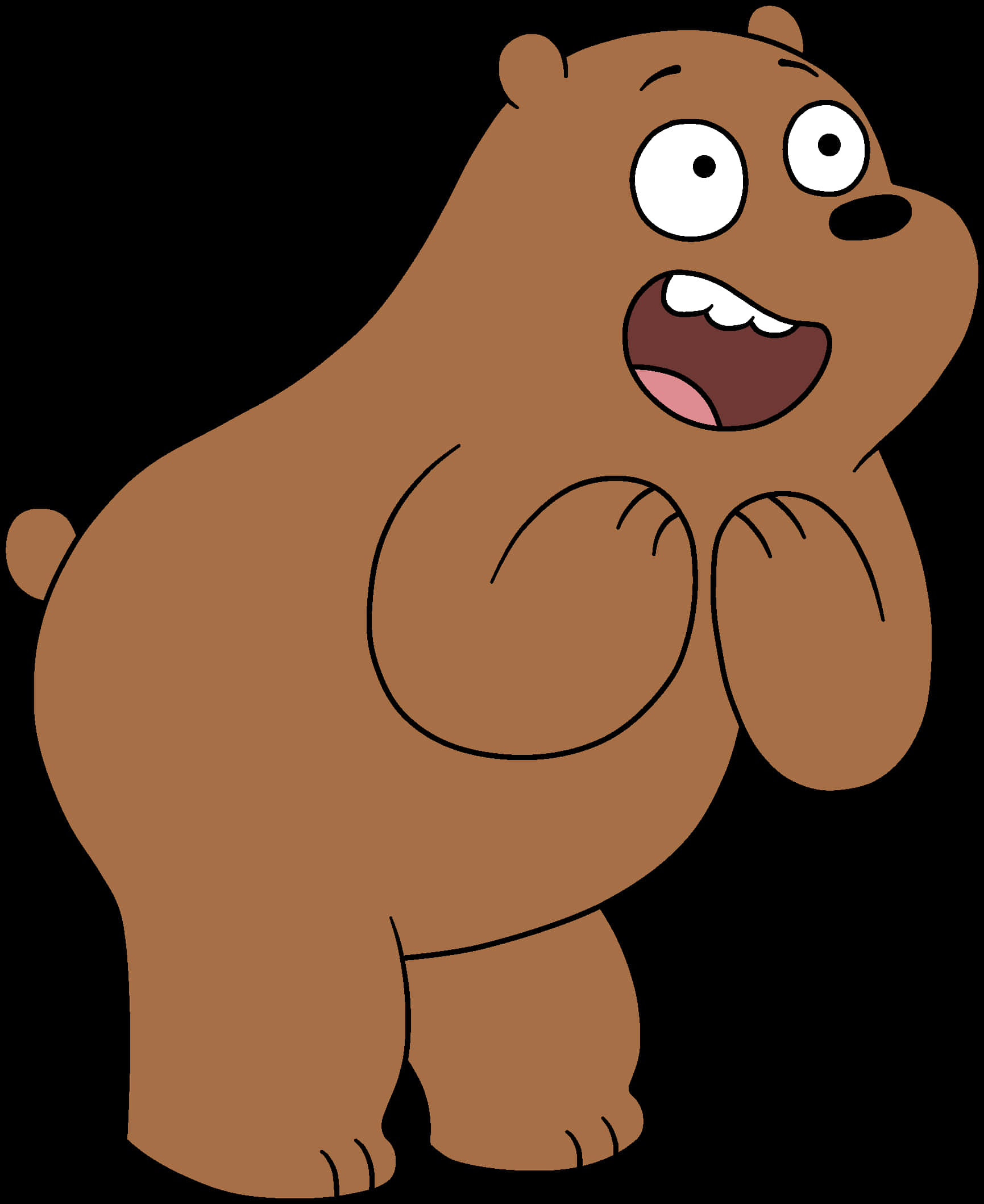 Excited Grizzly Bear Cartoon PNG Image