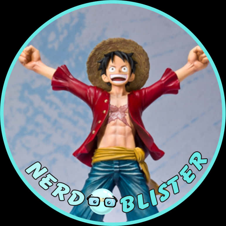 Excited Luffy Figure Display PNG Image