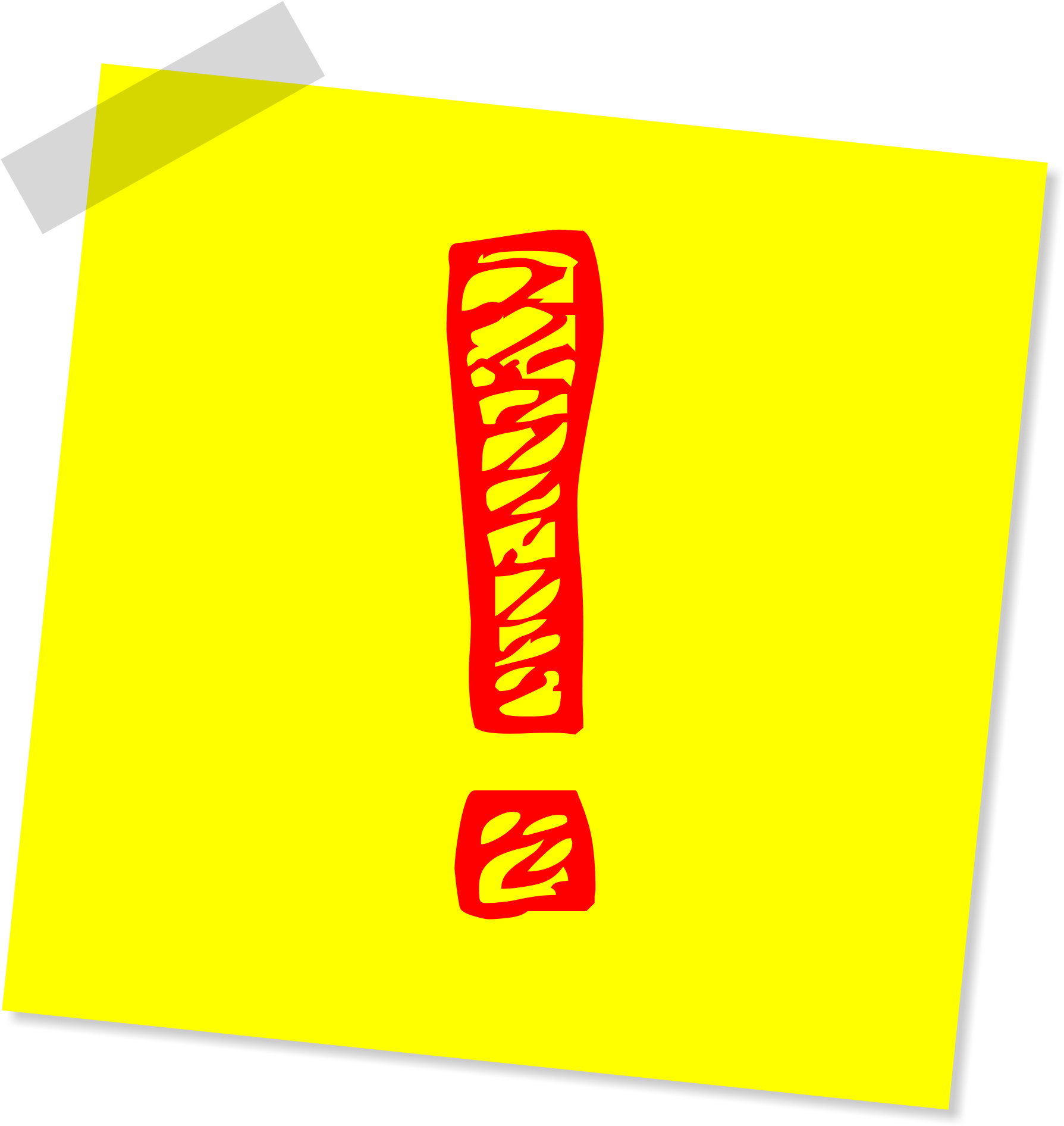 Exclamation Mark Sticky Note PNG Image