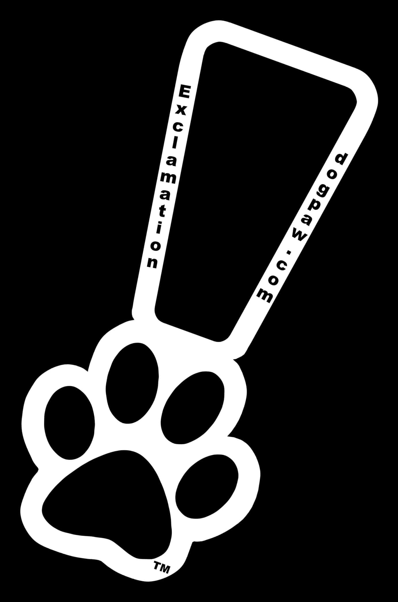 Exclamation Paw Graphic Blackand White PNG Image