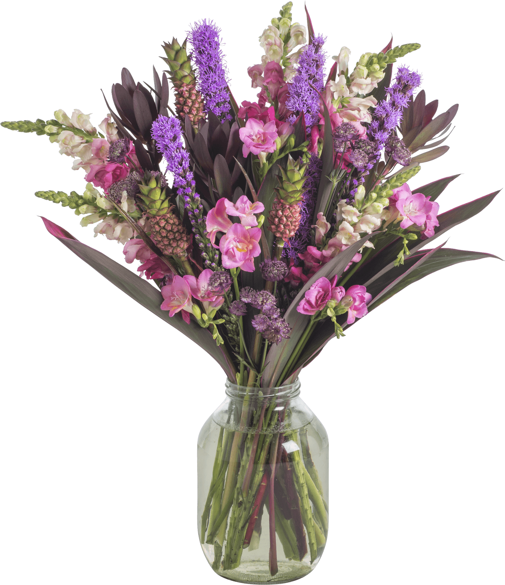 Exotic Purple Floral Arrangement PNG Image