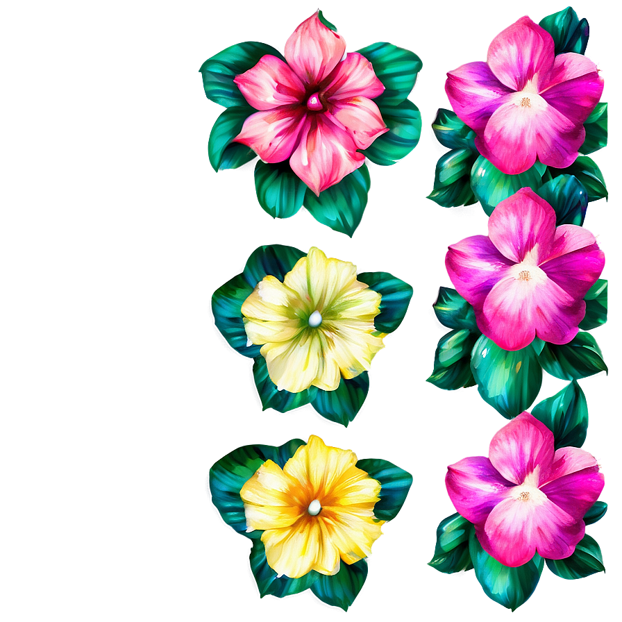 Exotic Watercolor Flowers Png Fqe PNG Image