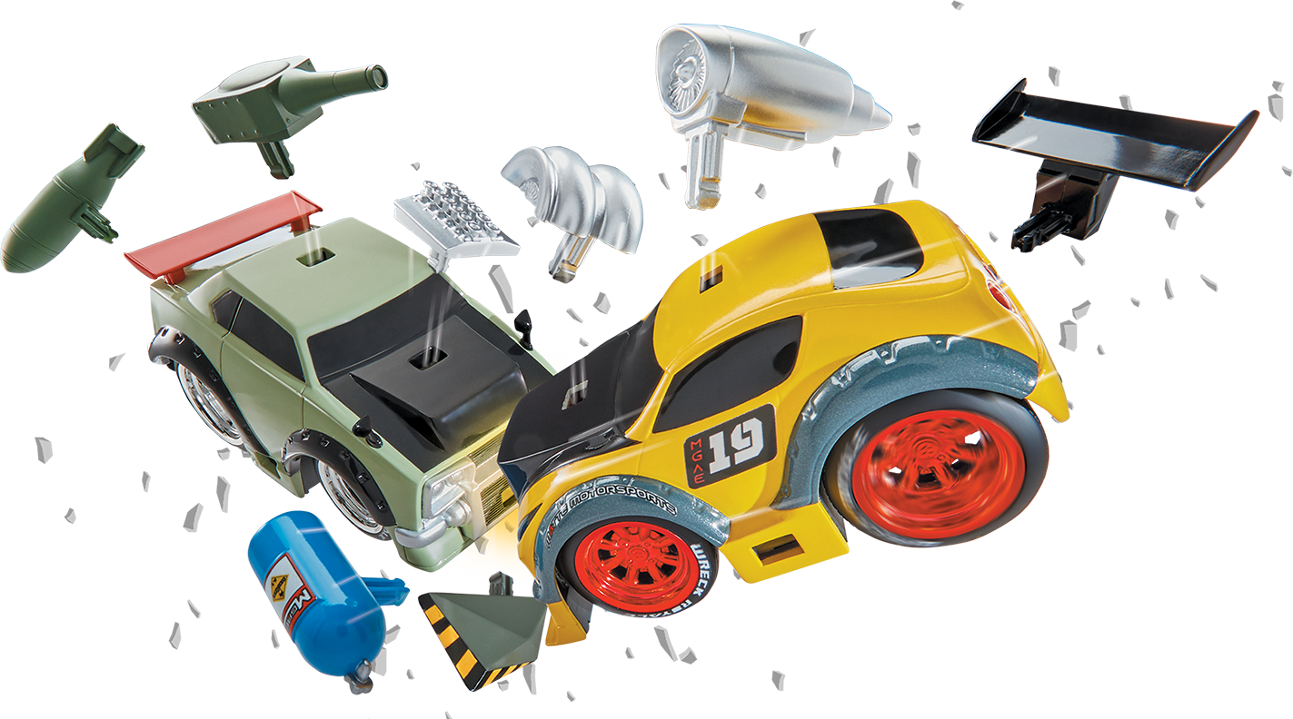 Exploded Toy Car Collision PNG Image