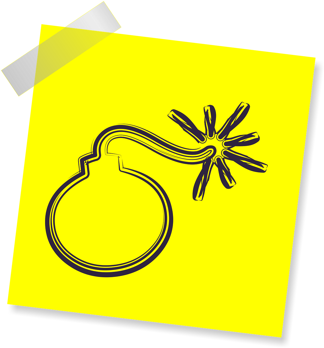 Exploding Bomb Doodle Sticky Note PNG Image