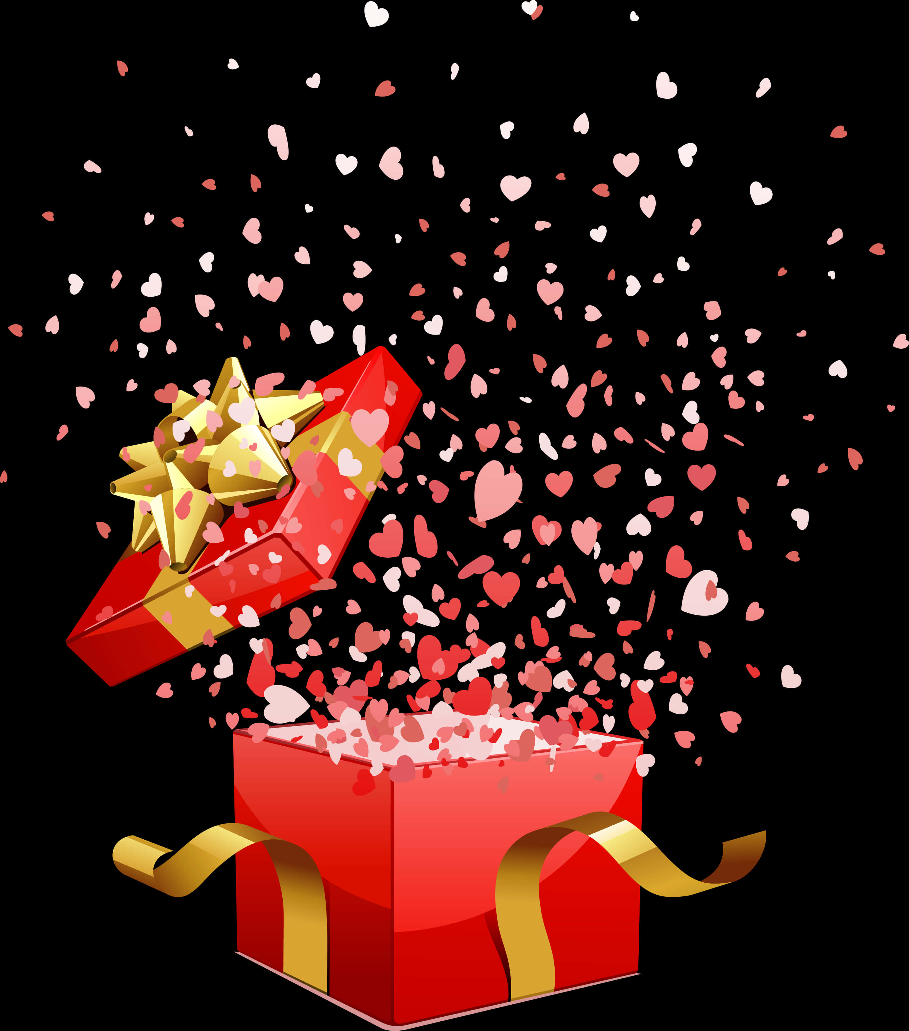 Exploding Hearts Gift Box PNG Image