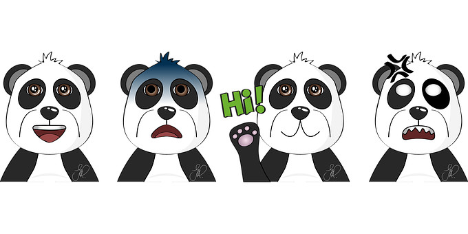 Expressive Cartoon Pandas PNG Image