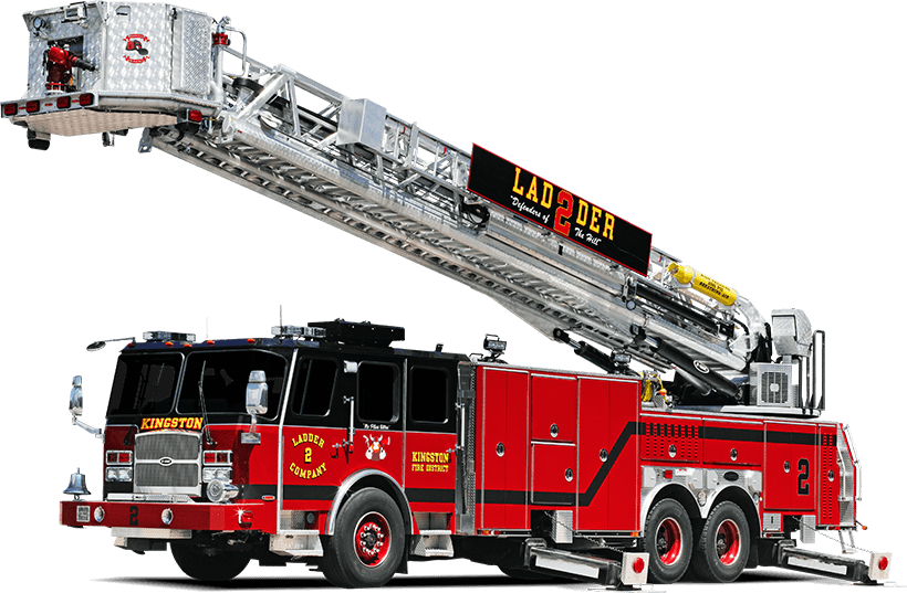 Extended Ladder Fire Truck Kingston PNG Image